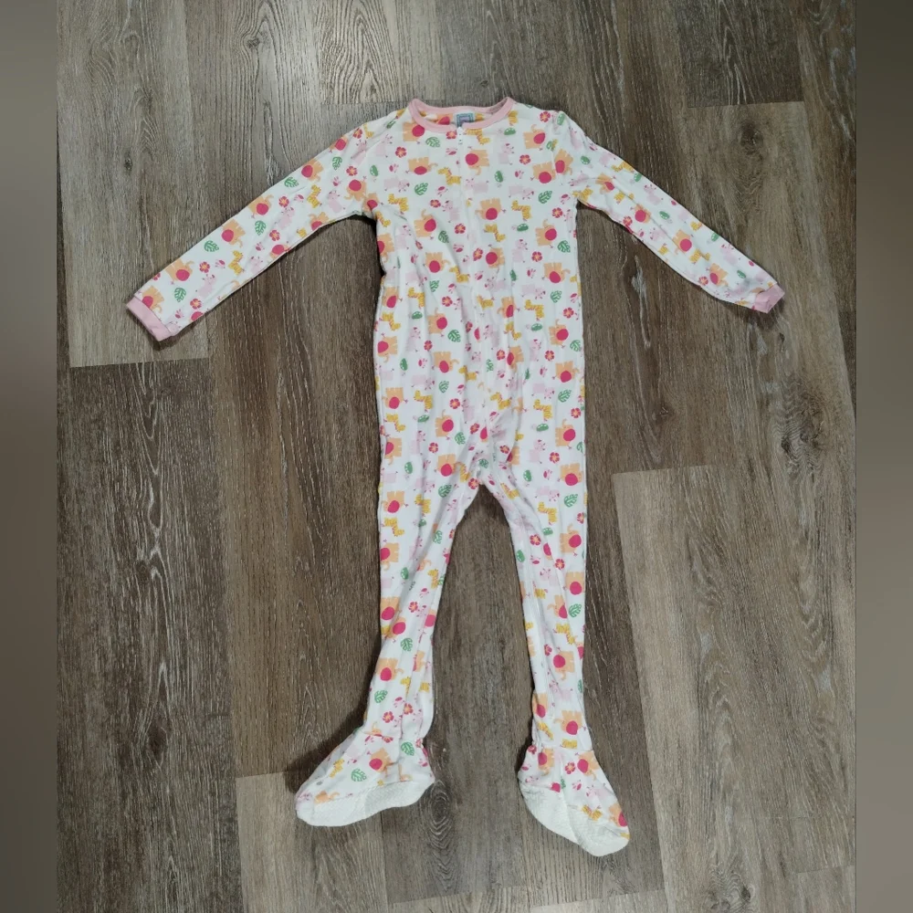 •Little Me 4T Zoo Safari Animals Onesie Zip Up Footies PJ Sleeper sleep wear - Picture 2 of 16